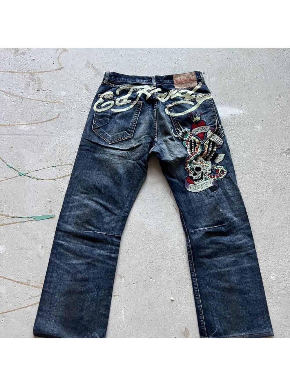 Ed Hardy Men's Navy and Blue Jeans